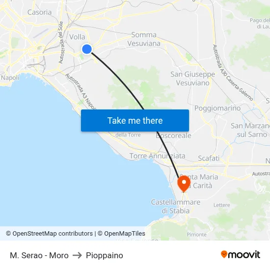 M. Serao - Moro to Pioppaino map