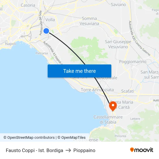 Fausto Coppi - Bordiga Institute to Pioppaino map