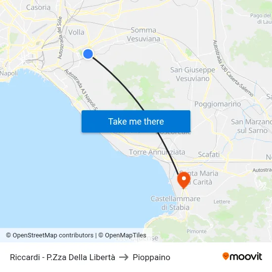 Riccardi - Liberty Square to Pioppaino map