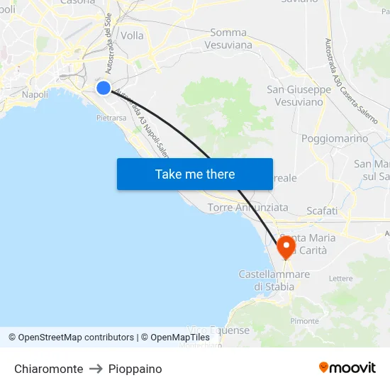 Chiaromonte to Pioppaino map