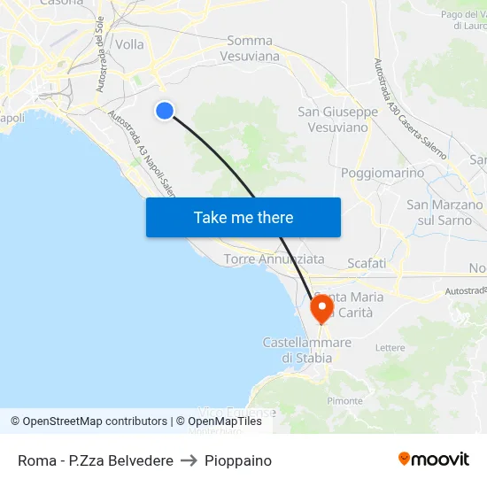 Roma - Belvedere Square to Pioppaino map