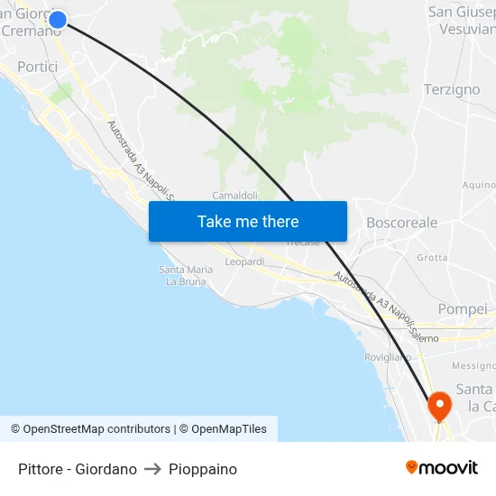 Pittore - Giordano to Pioppaino map