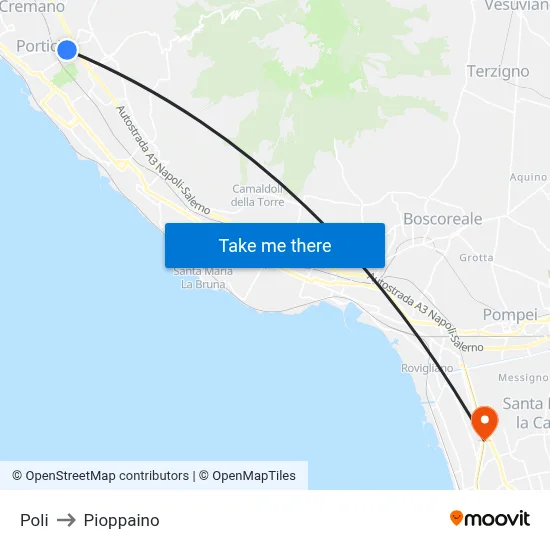 Poli to Pioppaino map