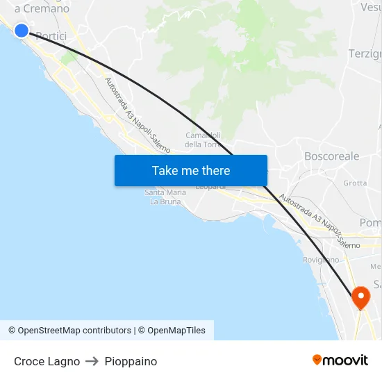 Croce Lagno to Pioppaino map