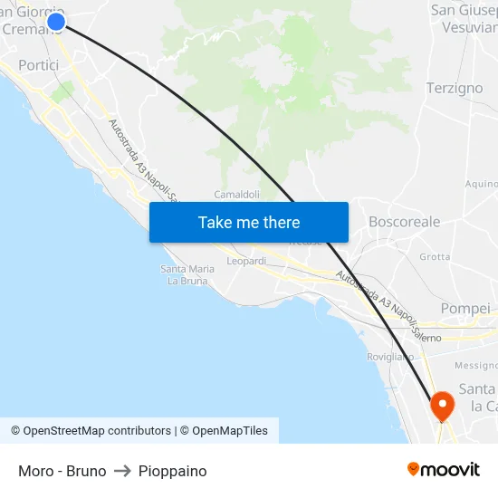 Moro - Bruno to Pioppaino map