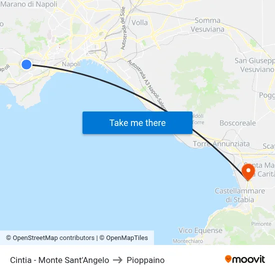Cintia - Monte Sant'Angelo to Pioppaino map
