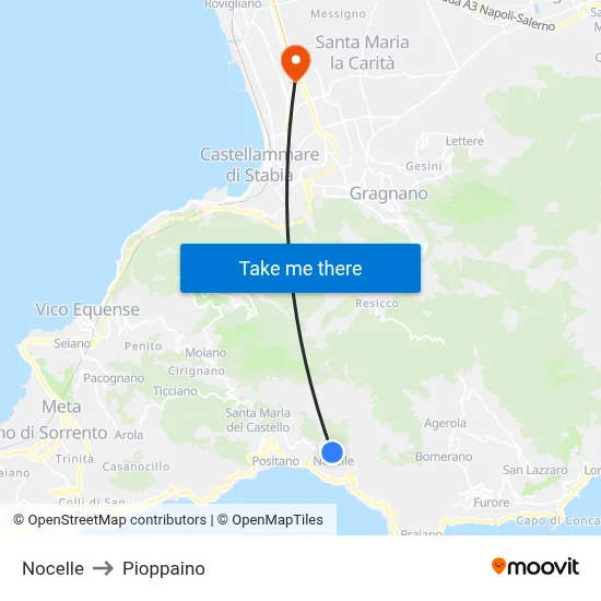 Nocelle to Pioppaino map