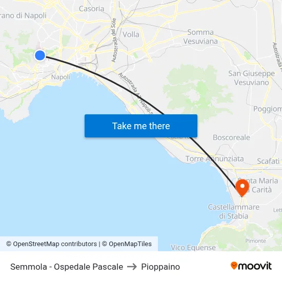 Semmola - Pascale Hospital to Pioppaino map