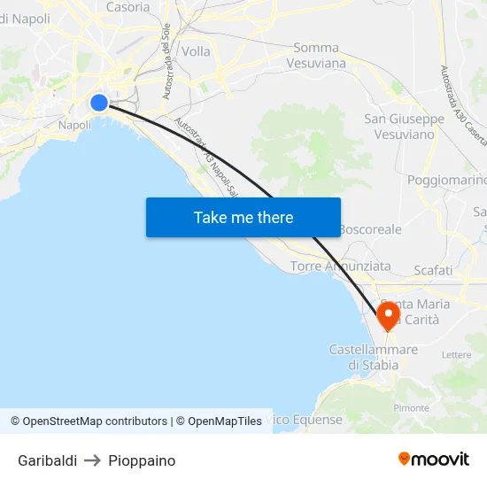 Garibaldi to Pioppaino map