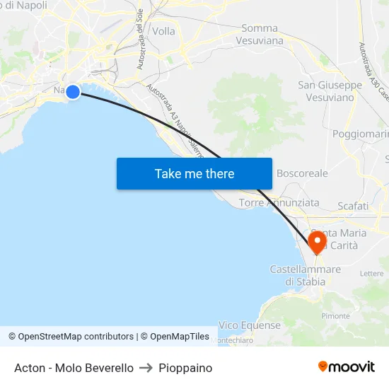 Acton - Beverello Pier to Pioppaino map