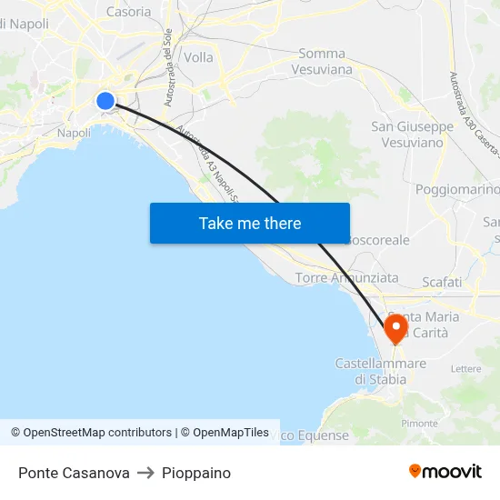 Casanova Bridge to Pioppaino map