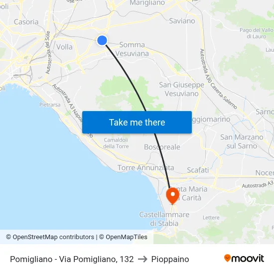 Pomigliano - Via Pomigliano, 132 to Pioppaino map