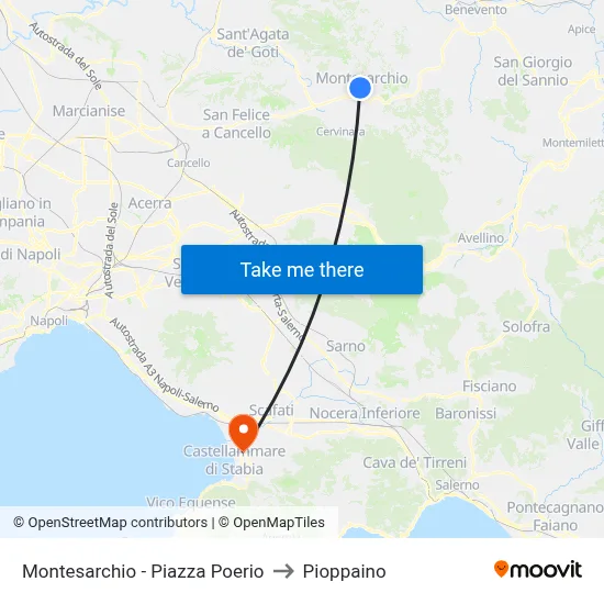 Montesarchio - Poerio Square to Pioppaino map