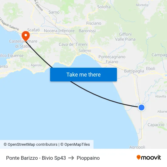 Barizzo Bridge - SP43 Junction to Pioppaino map