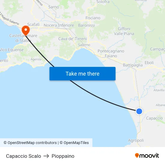 Capaccio Station to Pioppaino map
