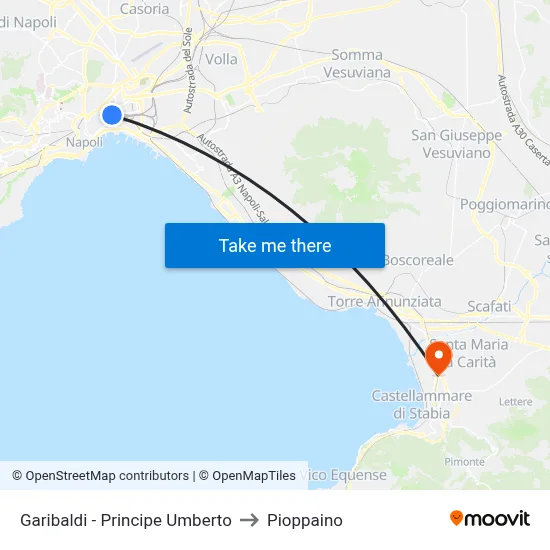 Garibaldi - Prince Umberto to Pioppaino map