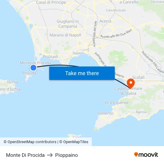 Monte Di Procida to Pioppaino map