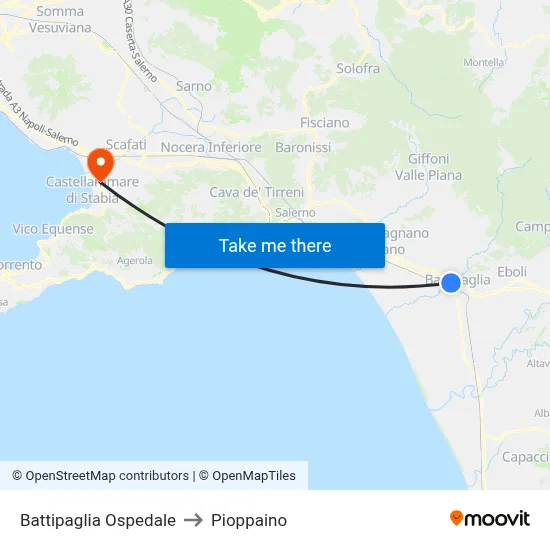 Battipaglia Hospital to Pioppaino map