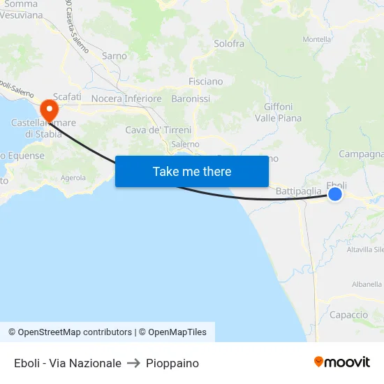 Eboli - National Road to Pioppaino map