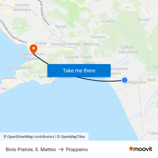 Pratole Junction, San Matteo to Pioppaino map