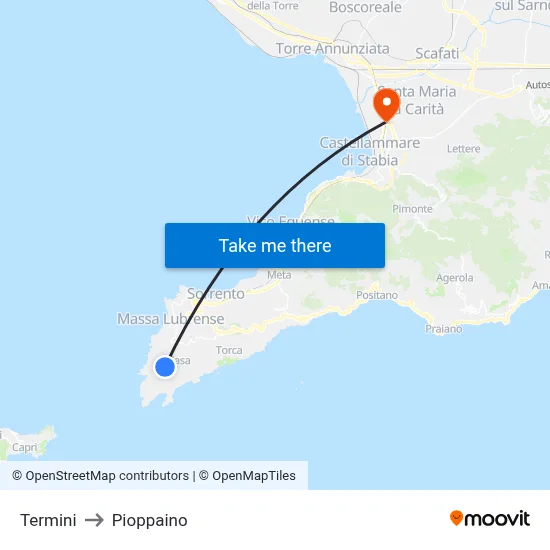 Terminals to Pioppaino map