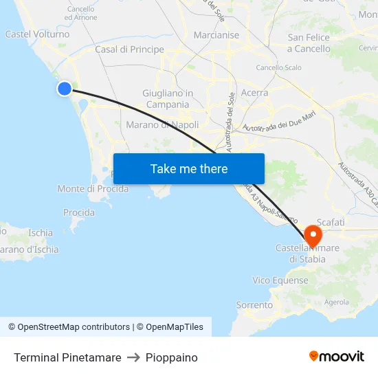Pinetamare Terminal to Pioppaino map