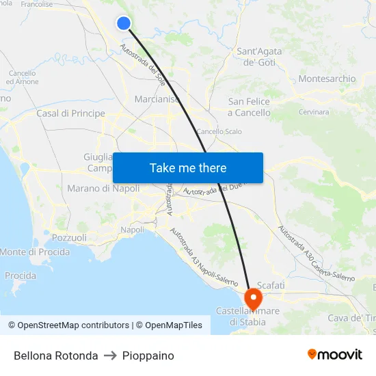 Bellona Roundabout to Pioppaino map