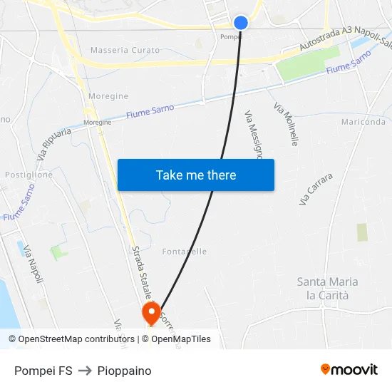 Pompei Station to Pioppaino map