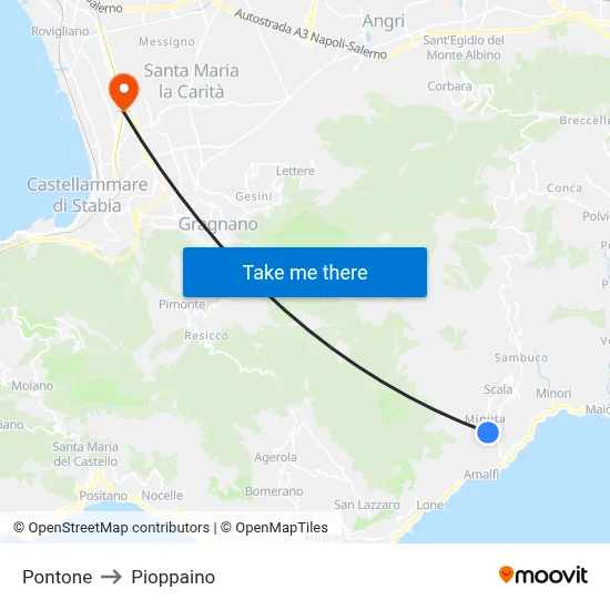 Pontone to Pioppaino map