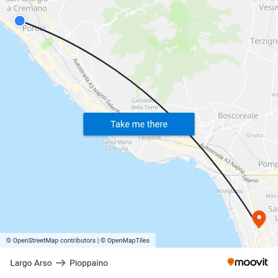 Largo Arso to Pioppaino map