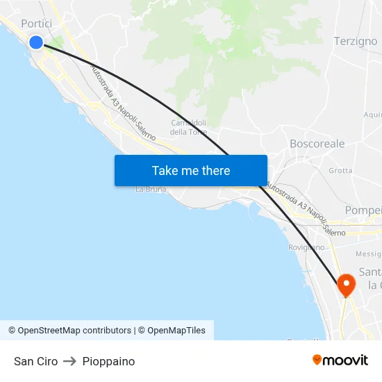 San Ciro to Pioppaino map