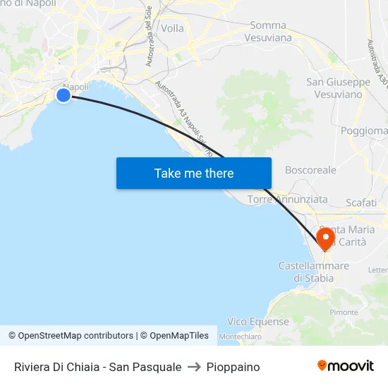 Riviera Di Chiaia - San Pasquale to Pioppaino map