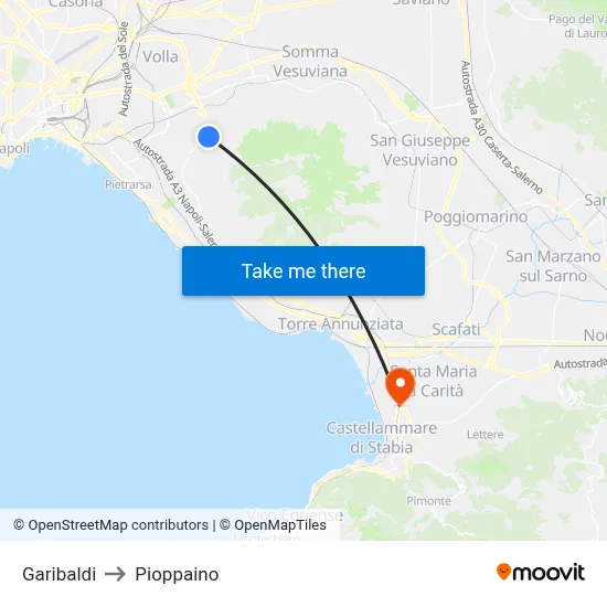 Garibaldi to Pioppaino map