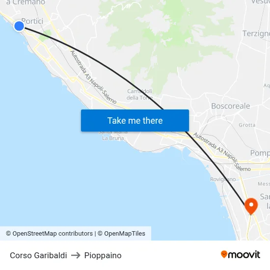 Garibaldi Street to Pioppaino map