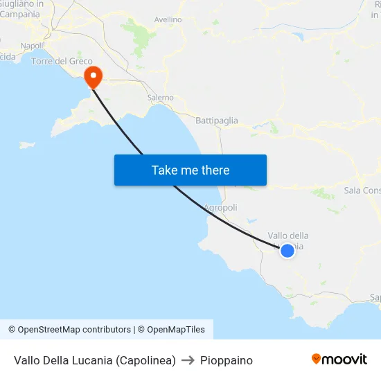 Vallo Della Lucania (Terminal) to Pioppaino map