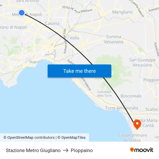 Giugliano Metro Station to Pioppaino map