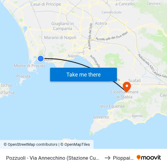Pozzuoli - Via Annecchino (Stazione Cumana) to Pioppaino map