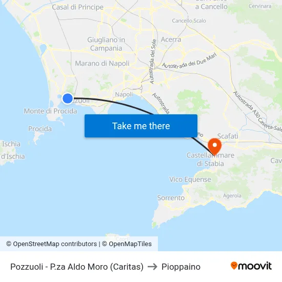 Pozzuoli - P.za Aldo Moro (Caritas) to Pioppaino map