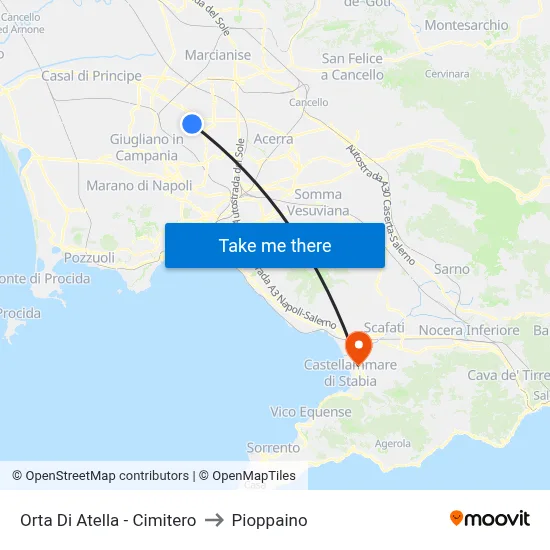 Orta Di Atella - Cemetery to Pioppaino map