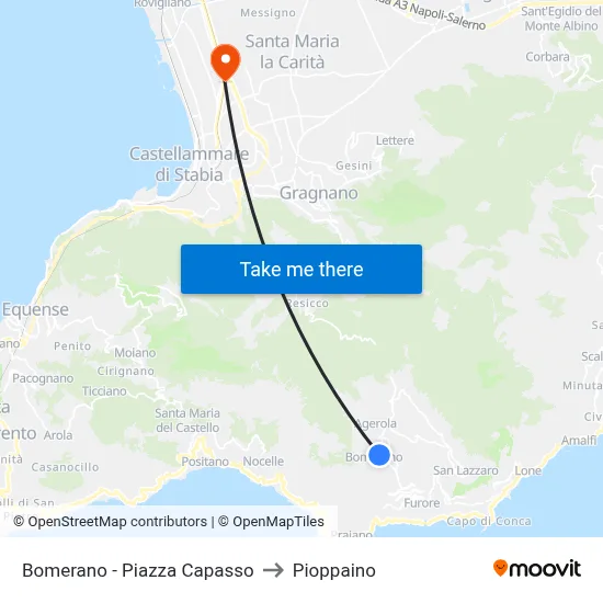 Bomerano - Capasso Square to Pioppaino map