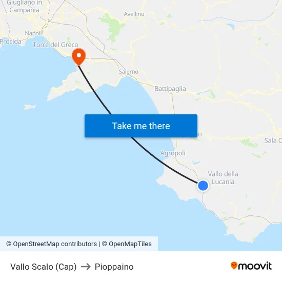 Vallo Station (Terminal) to Pioppaino map