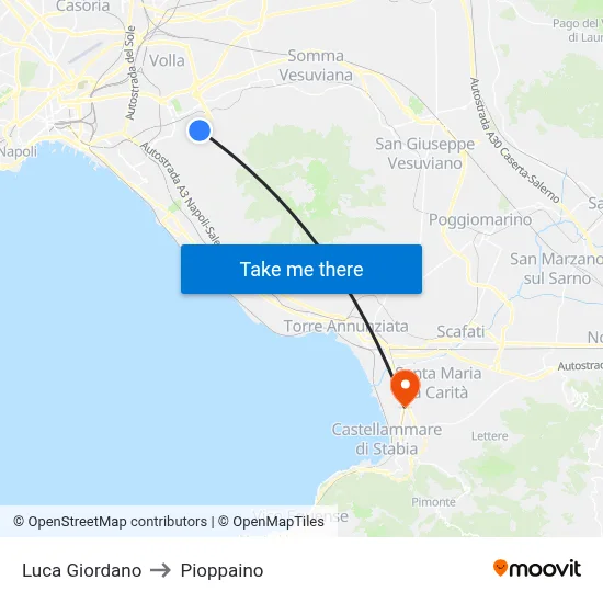 Luca Giordano to Pioppaino map