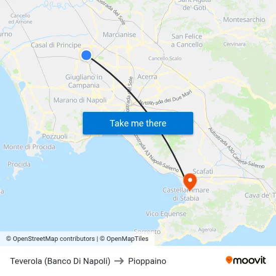 Teverola (Bank of Naples) to Pioppaino map