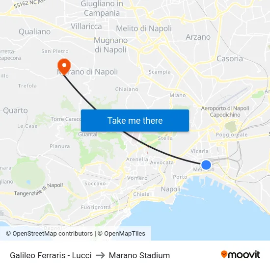 Galileo Ferraris - Lucci to Marano Stadium map