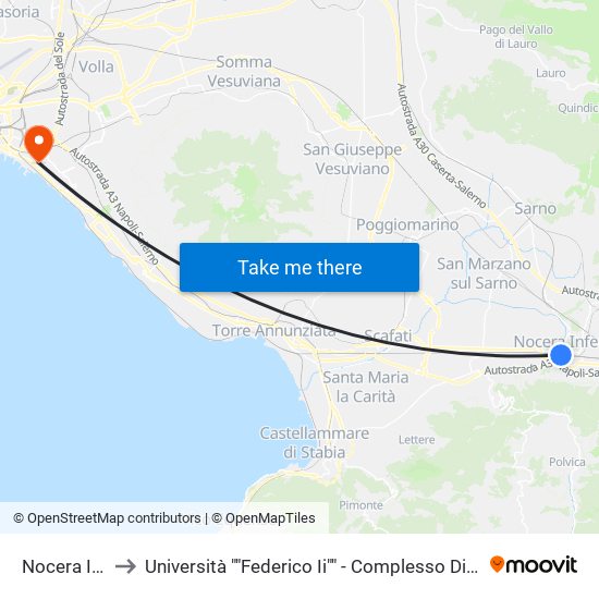 Nocera Inferiore to Università ""Federico Ii"" - Complesso Di San Giovanni A Teduccio map