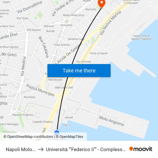 Napoli Molo Beverello to Università ""Federico Ii"" - Complesso Di Via Porta Di Massa map