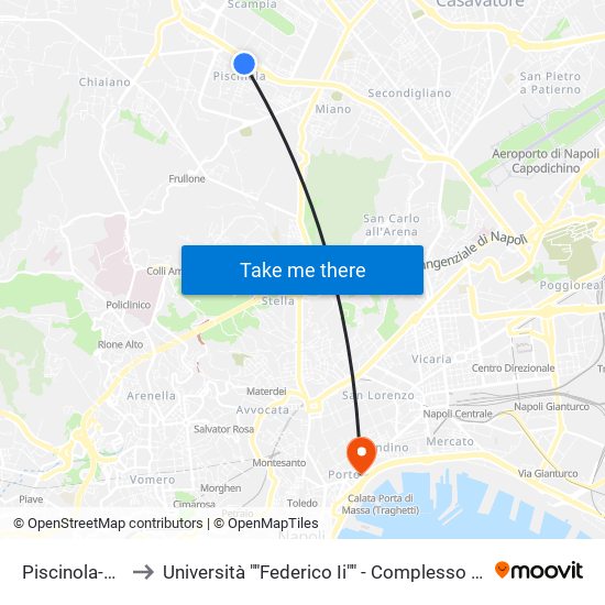 Piscinola-Scampia to Università ""Federico Ii"" - Complesso Di Via Porta Di Massa map