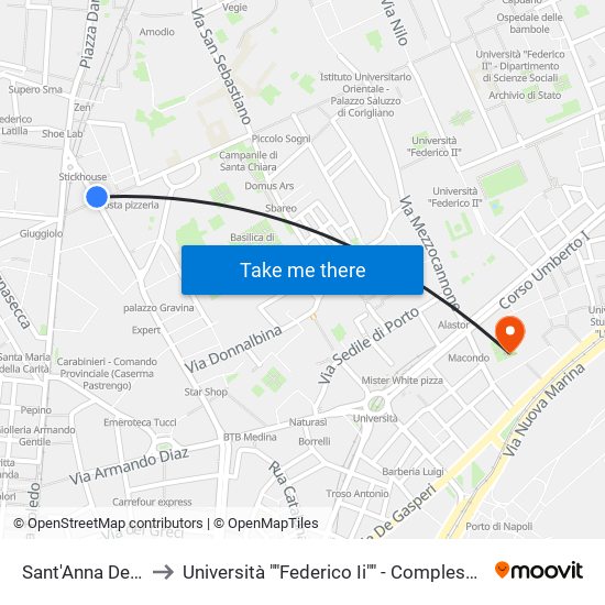 Sant'Anna Dei Lombardi to Università ""Federico Ii"" - Complesso Di Via Porta Di Massa map