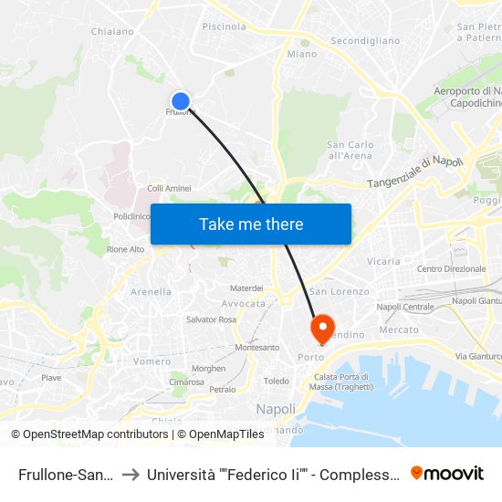 Frullone-San Rocco to Università ""Federico Ii"" - Complesso Sede Centrale map