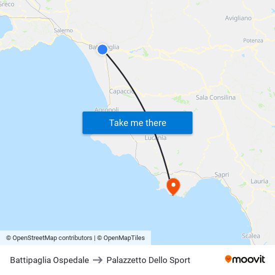 Battipaglia Ospedale to Palazzetto Dello Sport map